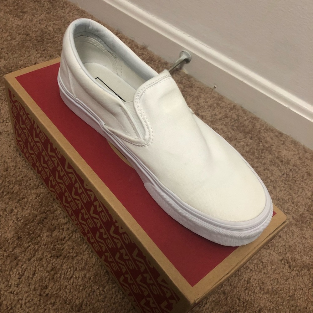 White Slip On Vans